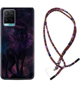 Vivo Y11S Y21S Y20 Y20S Y70 Kılıf Boyun Asklı Rasta Silikon Black Purple Wolf 1791
