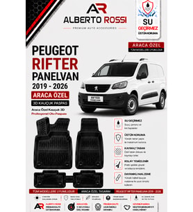 PEUGEOT RİFTER PANELVAN 2019 - 2026 Araca Özel Kauçuk 3D Profesyonel Oto Paspası