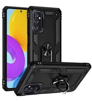 Galaxy M52 Kılıf Zore Vega Yüzüklü Standlı Zırh Kılıf (Siyah)