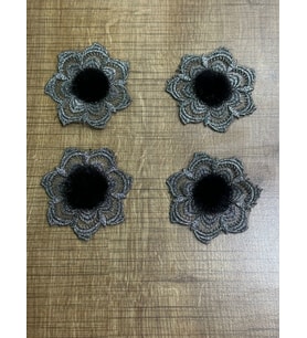 7X7 CM 4 ADET GÜMÜŞ İŞLEME TÜYLÜ ÇİÇEK ARMA YAMA DİKİŞ HOBİ AKSESUARI