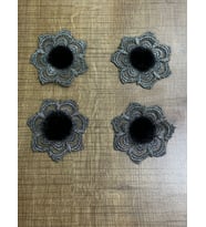 7X7 CM 4 ADET GÜMÜŞ İŞLEME TÜYLÜ ÇİÇEK ARMA YAMA DİKİŞ HOBİ AKSESUARI