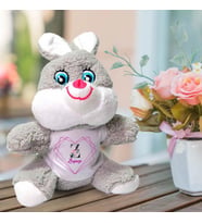 Kişiye Özel İsim ve Harf Baskılı Peluş Tavşan HK2452 (Gri)