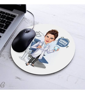 Kişiye Özel Diş Hekimi Kadın Karikatürlü Mousepad