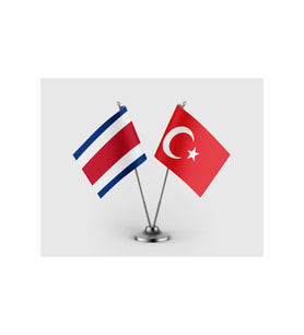 Kosta Rika ve Türkiye Bayrağı İkili Saten Masa Bayrağı Takımı