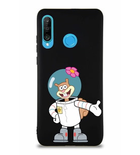 Huawei P30 Lite Soft Premier Kapak Sandy Tasarımlı Silikon Kılıf - Siyah (Şeffaf)