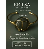 Sertifikalı Doğal Labradorit Taşı Ayarlanabilir 24K Altın Kaplama Bileklik 20-25 mm (Çok Renkli)