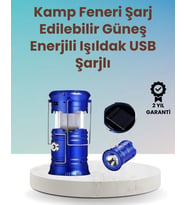 Şarj Edilebilir Güneş Enerjili Kızaklı Kamp Feneri – USB Çıkışlı, Katlanabilir, Dayanıklı ve Çok Fon