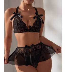 Mulvxbrf Brf02  Siyah Dantelli Mini Etekli Babydoll (Mulvix)
