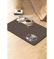 MAtGo Pati Kahverengi Köpek Figür Beslenme Matı Kaymaz Sıvı Geçirmez Kedi Köpek Mama Paspası 50x70cm