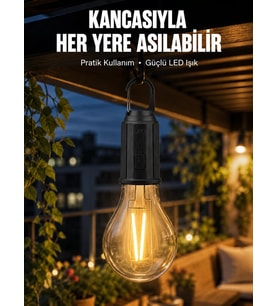 Taşınabilir Şarjlı Led Ampul Askılı Lamba Kamp Bahçe Lambası
