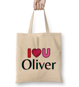 Oliver Name Custom Design Gift Baby-Gift For Him Bez Çanta Uzun Saplı