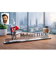 Kişiye Özel Polis Harekat Karikatürlü 30 cm Ayna Pleksi Masaüstü İsimlik - Polise Hediye Polis Hediyesi