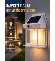 Üç Modlu Güneş Enerjili Duvar Lambası 1800Mah Bataryalı Hareket Sensörlü