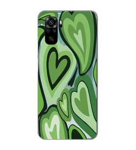 Redmi Note 10/Note 10S Uyumlu Yeşil Kalp Desenli Şeffaf Telefon Kılıfı