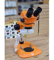CS-705 Profosyonel Analog Mikroskop Büyüteç 5x Mercekli Işıklı Ekransız - Turuncu