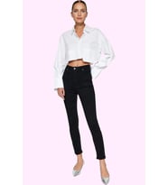 Kadın Yüksek Bel Regular Boy Skinny Jegging Denim Stretch Kumaş Günlük Kombinler Hafta Sonu (Siyah)