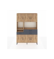 Arges Dolap 9 Raflı 3 Çekmeceli 6 Kapaklı 132x30x195 Çam-Çam/Antrasit
