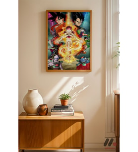 Dragon Ball Goku ve Vegeta Poster, Ahşap Çerçeveli Duvar Tablosu - Anime Severlere