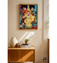Dragon Ball Goku ve Vegeta Poster, Ahşap Çerçeveli Duvar Tablosu - Anime Severlere