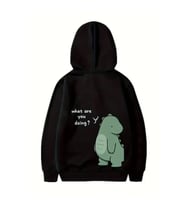 Sevgililer Günü Baskılı Oversize Kapüşonlu Sweatshirt Hoodie - Siyah