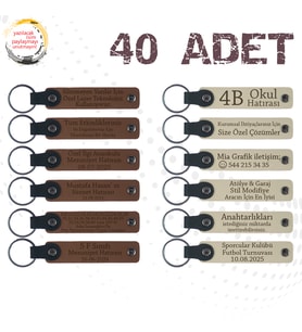 A Kahve & Sütlü Kahve, Şirket Seminerlerine Özel Hediye, 40’lı Set, İsimli Anlamlı Deri Anahtarlık