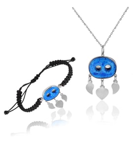 Söğütlü Silver süryani nazar boncuğu ikili set