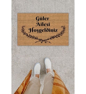 Kişiye Özel Üretim Güler Ailesine Hoş Geldiniz Yazılı Kapı Önü Paspası