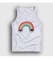 Presmono Unisex Beyaz Eyes Rainbow Gökkuşağı Atlet 286108tt