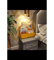 Mingitav Mini Lucky Montessori Çocuk Kitaplığı 4 Raflı Ahşap Çocuk Odası Kitaplık Masaüstü Mini Kitaplık (Sarı)