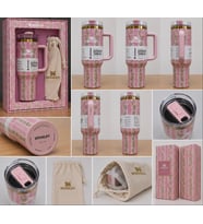Stanley Quencher H2.0 1.18 L Pembe Çiçek Desenli Pipetli Termos Mug – Özel Kutulu ve Keseli