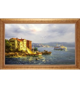 Çerçeveli Paspartulu Manzara Tablo ah1892 (Gold)