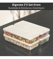 bigmate 2'li Şeffaf Saklama Kabı 2x1 Lt BGMT1115 Mikrodalga Buzdolabı ve Dondurucu Uyumlu Düzenleyic (Krem)