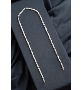 Hematit Doğal Taş Mat Benekli Beyaz Dikdörtgen Kesim 3x9mm Dizi [AA]