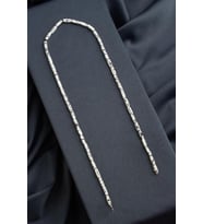 Hematit Doğal Taş Mat Benekli Beyaz Dikdörtgen Kesim 3x9mm Dizi [AA]