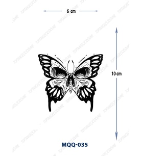 MQQ-035 KURUKAFA KELEBEK DESEN GEÇİCİ DÖVME-TATTO (Standart)