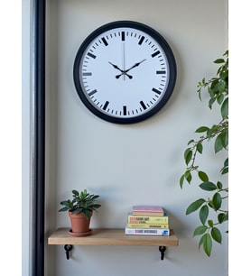 River World Duvar Saati 40 cm  Metal Baseline Black White