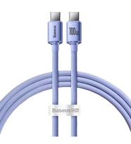 Baseus Crystal Shine Serisi 100W 120cm Type C to Type C Hızlı Şarj Data Kablosu (Mor)