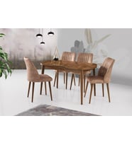 Nisa Oval Mutfak Masa Sandalye Takımı 75x130cm (Ceviz)