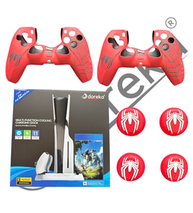PS5 Slim / Pro Uyumlu Soğutuculu Şarj Standı + 2 Adet Silikon Kılıf + 4'lü Analog Koruyucu Set