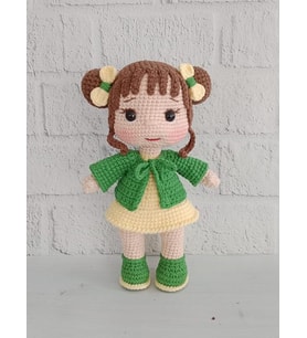 Yeşil Afra Bebek Amigurumi Organik Oyuncak