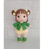 Yeşil Afra Bebek Amigurumi Organik Oyuncak