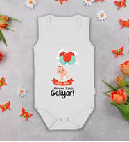 BK Kids Kişiye Özel Mekanın Sahibi Geliyor Beyaz Askılı Sıfır Kol Bebek Body Zıbın, Yeni Doğan Bebek Hediyesi