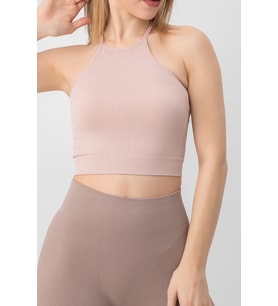 DoReMi Seamless Örme Halter Yaka Büstiyer (Gül Kurusu)