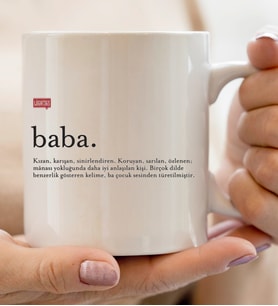 Baba Tasarımlı Beyaz Kupa