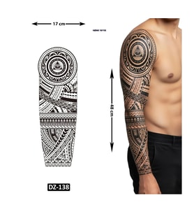 Maori Tribal 1 Haftalık Tam Kol Bacak Yapıştırma Geçici Dövme 48 CM