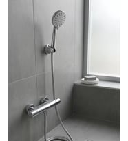 Krem Duş Başlığı Seti 4 Kademeli El Duşu Spiral Hortumlu Banyo Seti