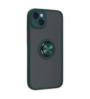 Apple İphone 14 Kılıf Montreal Yüzüklü Silikon Kapak - Yeşil