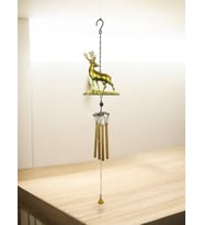Geyik Tasarımlı Dekoratif Rüzgar Çanı  Metal & Cam  Altın Renk  83 cm (Gold)