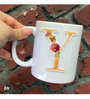 Size Özel Y Harfli Seramik Baskılı Kupa Bardaklar