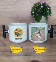 Kadın Öğretmene Hediye Kupa Bardak Fotoğraflı T Siyah Kulplu Öğretmenler Günü Hediyesi
